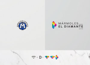 Rebranding Mármoles El Diamante logo antes/déspues
